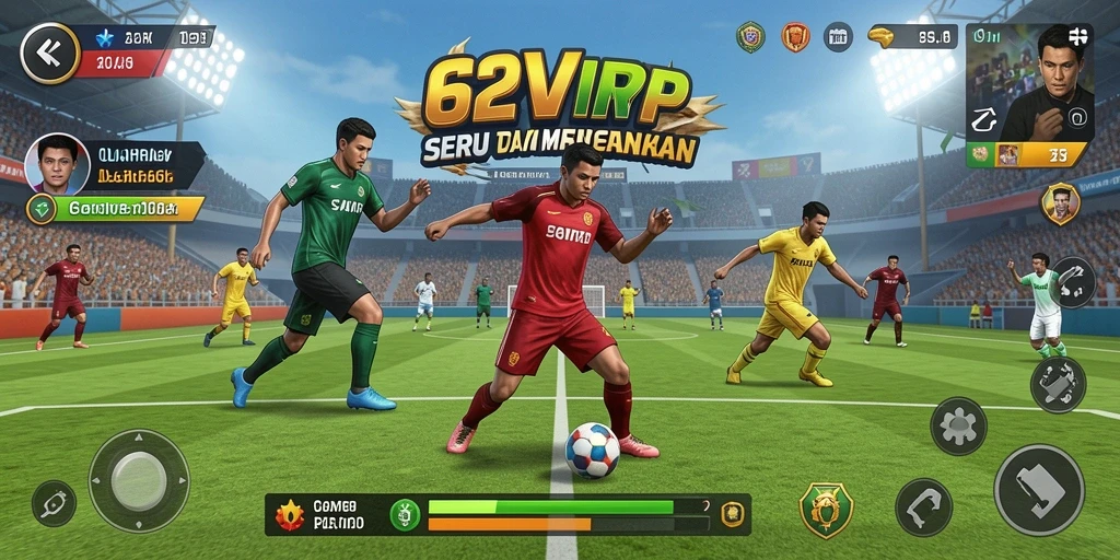 Menampilkan gameplay seru dari 62VIP di lapangan olahraga.