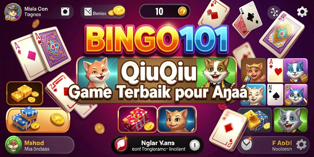 Screenshot gameplay menarik BINGO101 yang menggambarkan aksi QiuQiu.