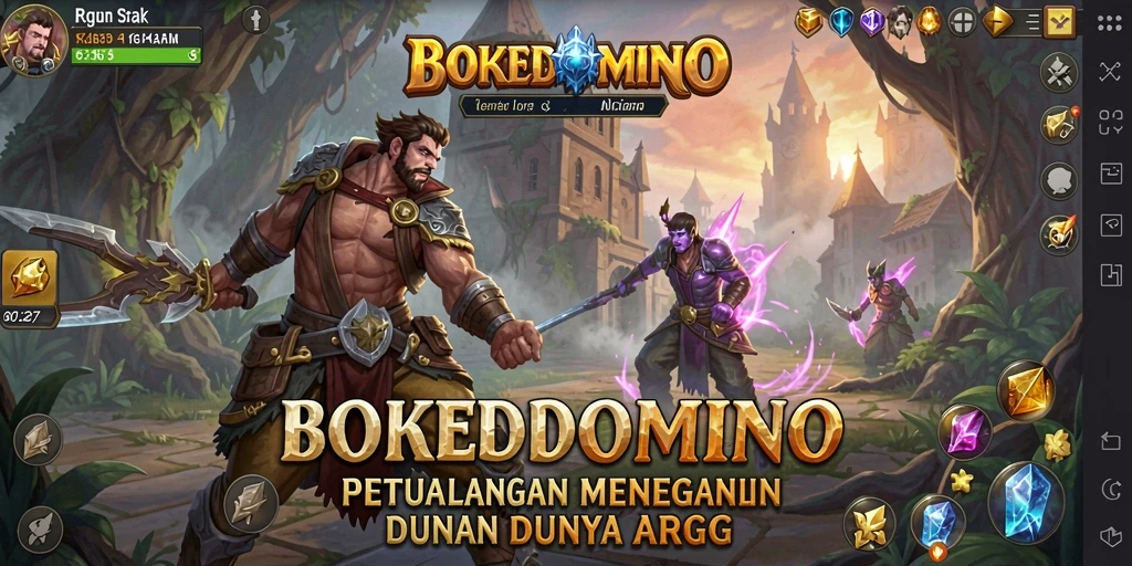 Screenshot gameplay BOKEDOMINO menampilkan aksi pertempuran yang mendebarkan.