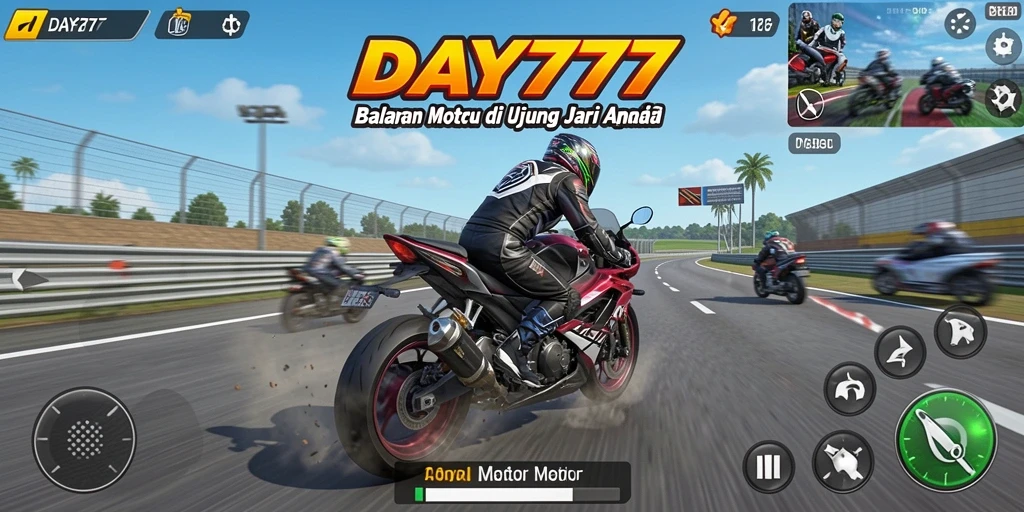Gameplay balapan motor yang seru dan menegangkan.