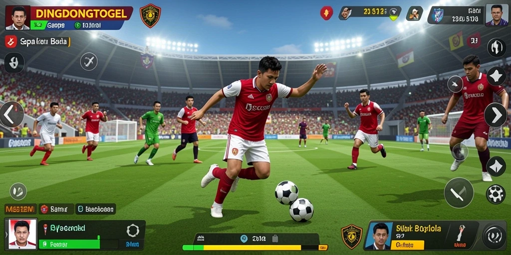 Tampilan gameplay seru DINGDONGTOGEL yang menampilkan aksi sepak bola.