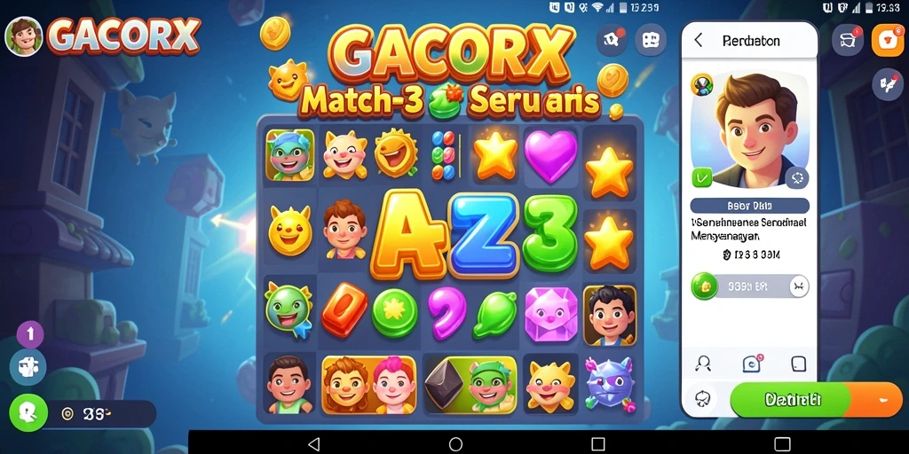 Tampilan screenshot GACORX dengan gameplay Match-3 yang menarik.