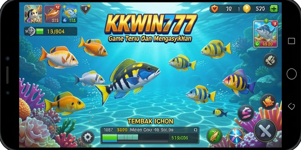 Screenshot utama KKWIN777 menampilkan gameplay seru Tembak Ikan.