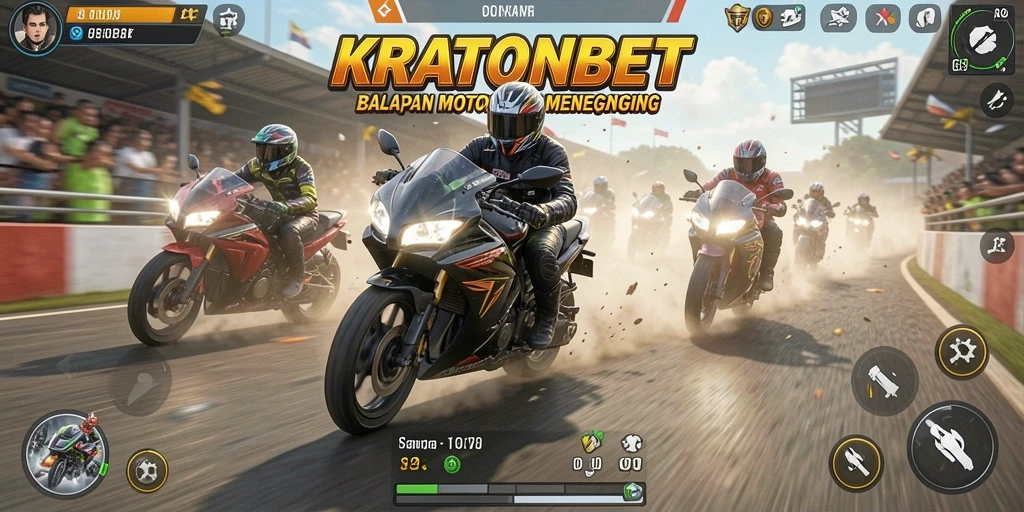 Menampilkan aksi balapan motor yang penuh adrenalin.