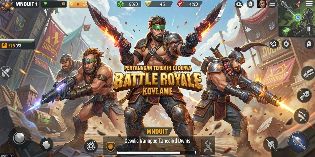 Screenshot gameplay MNDUIT yang menunjukkan aksi seru Battle Royale.