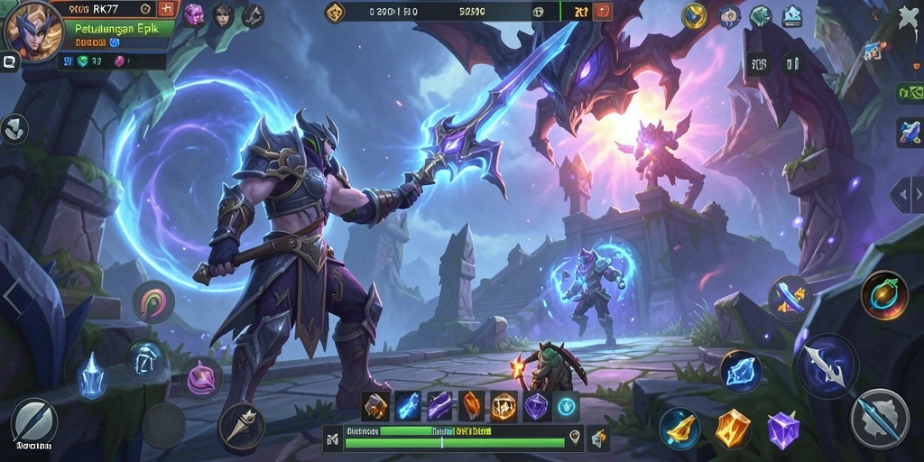 Screenshot gameplay ARPG yang menampilkan pertempuran seru dalam RK77.